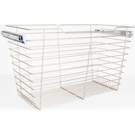 Satin Nickel Closet Pullout Basket With Slides 16Dx23Wx17H